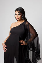 Load image into Gallery viewer, The Glamorous Black Fringe Caftan Jumpsuit
