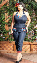 Load image into Gallery viewer, Lady de Jumpsuit in Denim with Serape Accents
