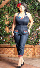 Load image into Gallery viewer, Lady de Jumpsuit in Denim with Serape Accents