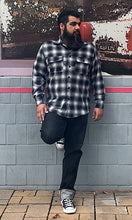 Load image into Gallery viewer, Don Muerto Long Sleeve Chevelle Shirt in Gray & Black Flannel