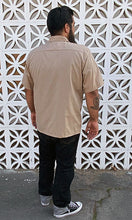 Load image into Gallery viewer, Don Muerto Bowling Shirt in Khaki with Leopard Print