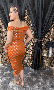 Valentina Dress - Tangerine with Metallic Gold