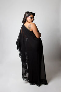 The Glamorous Black Fringe Caftan Jumpsuit