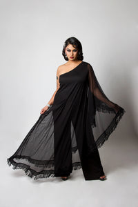 The Glamorous Black Fringe Caftan Jumpsuit