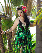 Load image into Gallery viewer, Magdalen Tropical Dress Green and Black
