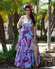 Load image into Gallery viewer, Magdalen Tropical Dress Blue and Pink
