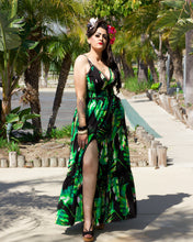 Load image into Gallery viewer, Magdalen Tropical Dress Green and Black
