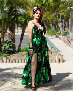 Magdalen Tropical Dress Green and Black