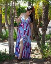 Load image into Gallery viewer, Magdalen Tropical Dress Blue and Pink
