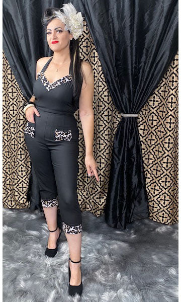 Lady De Jumpsuit in Back with Leopard Accents