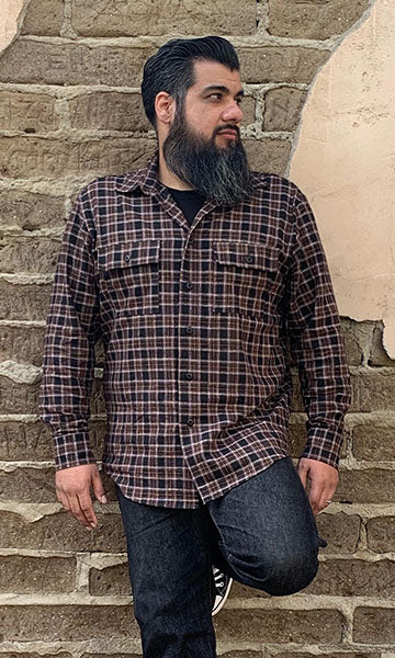 Don Muerto Long Sleeve Chevelle Shirt in Brown & Black Flannel