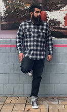 Load image into Gallery viewer, Don Muerto Long Sleeve Chevelle Shirt in Gray &amp; Black Flannel
