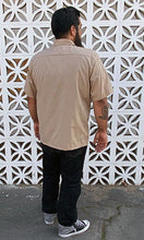 Load image into Gallery viewer, Don Muerto Bowling Shirt in Khaki with Leopard Print
