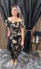 Load image into Gallery viewer, Señorita Linda Dress - Black/Metallic Floral
